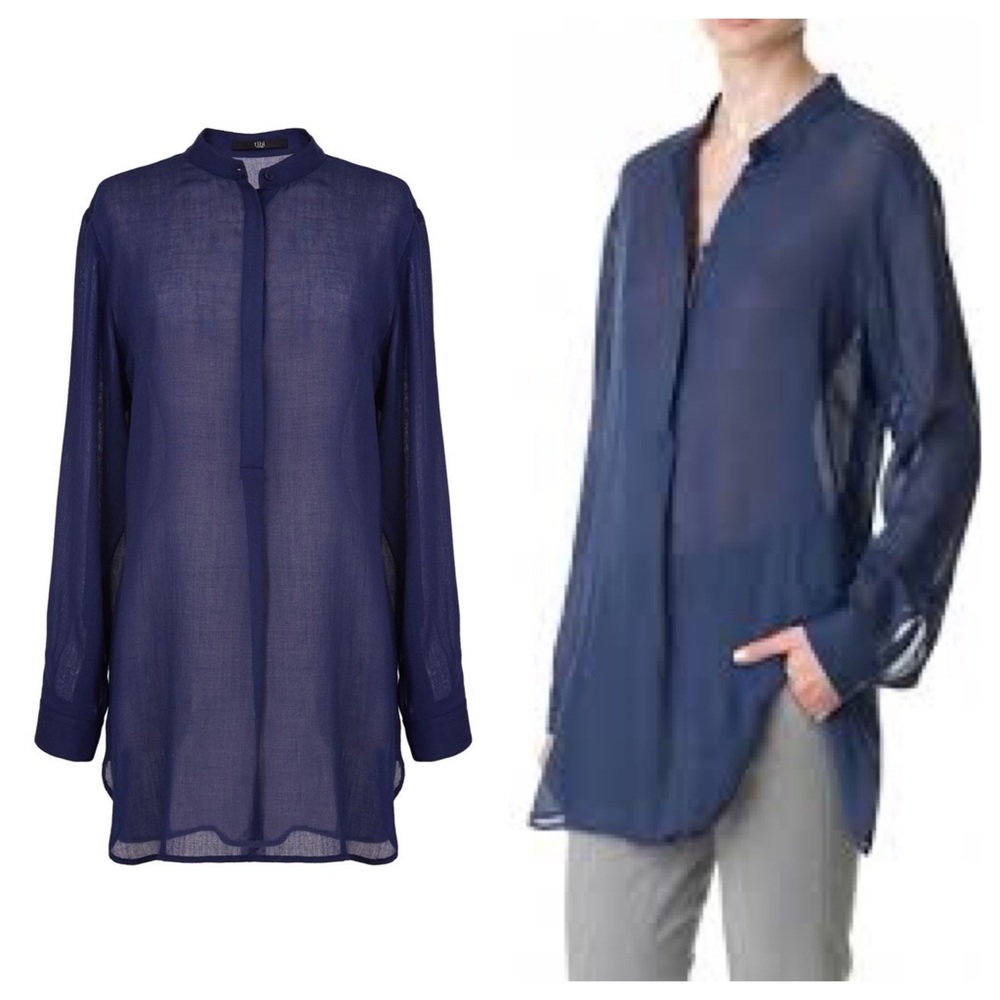 Tibi Wool Gauze Easy Shirt Navy